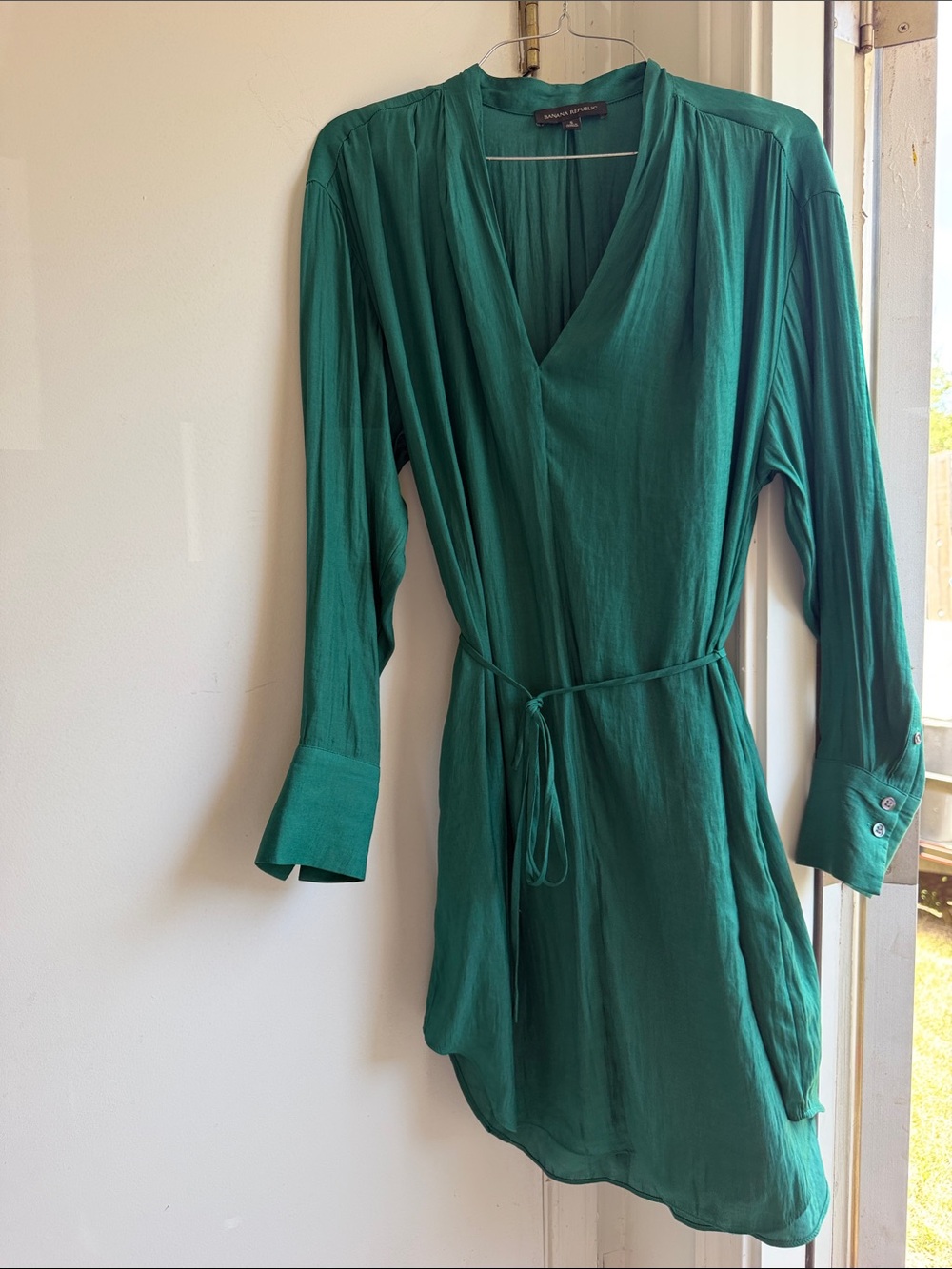 Banana Republic Teal Green Long Sleeve Wrap Dress